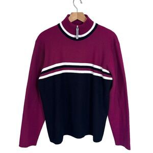 Kaelin Vintage Ski Sweater Wool Blend Colorblock Striped Resort Mens Size Large